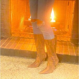 Brown Leather Knee-High Boots